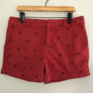 Jones New York Red Embroidered Anchors Shorts